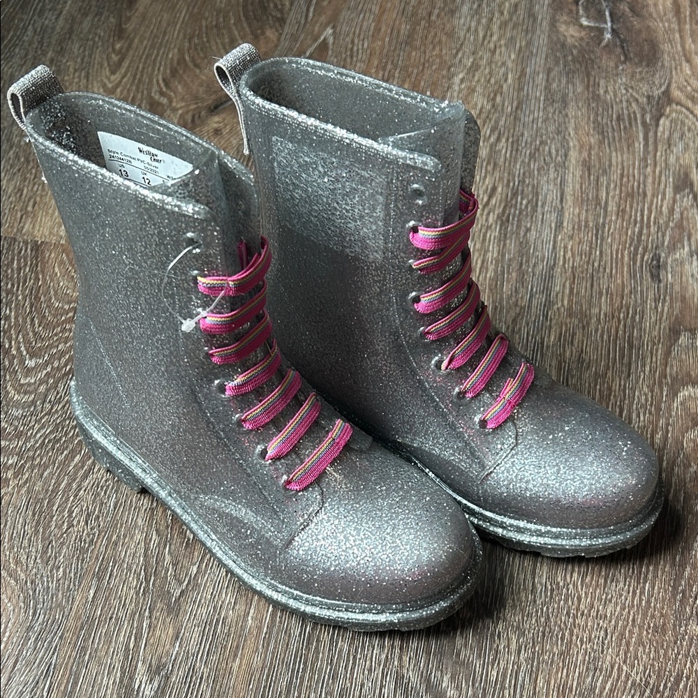Western Chief Glittery Boots with Pink Laces